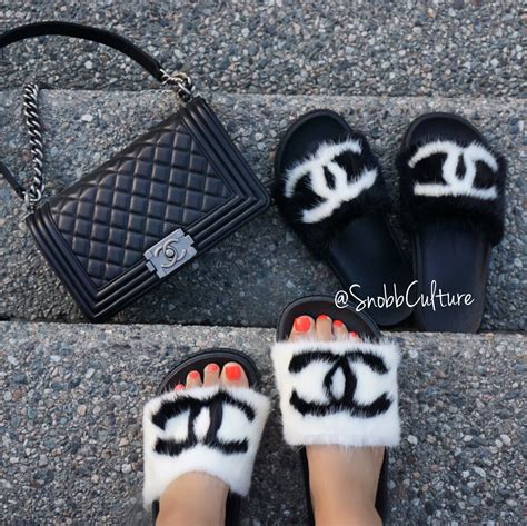 chanel inspired fur slides wholesale|chanel sandals cc logo.